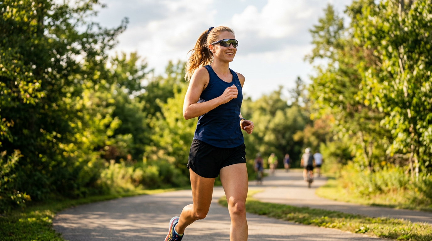 Sportowe okulary przeciwsłoneczne dla aktywnych kobiet do biegania i jazdy na rowerze